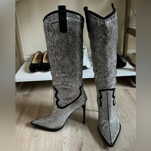 NEW Azalea Wang Heidimarie Rhinestone Cowboy Boots size 9 NEVER WORN